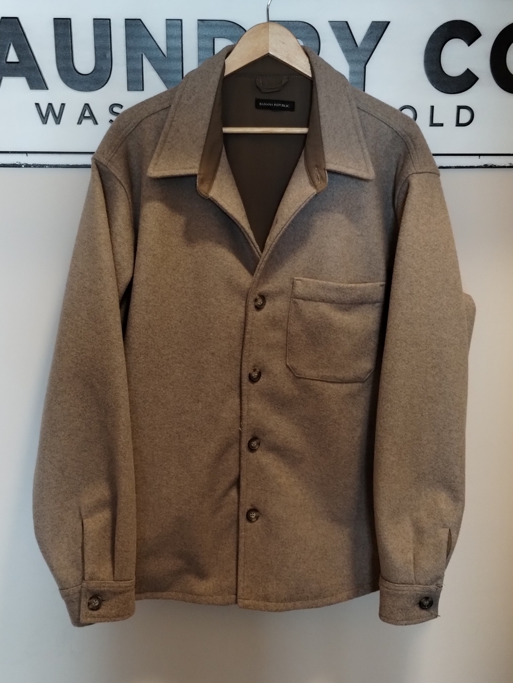 Banana Republic Taupe Button-Up Wool Shacket